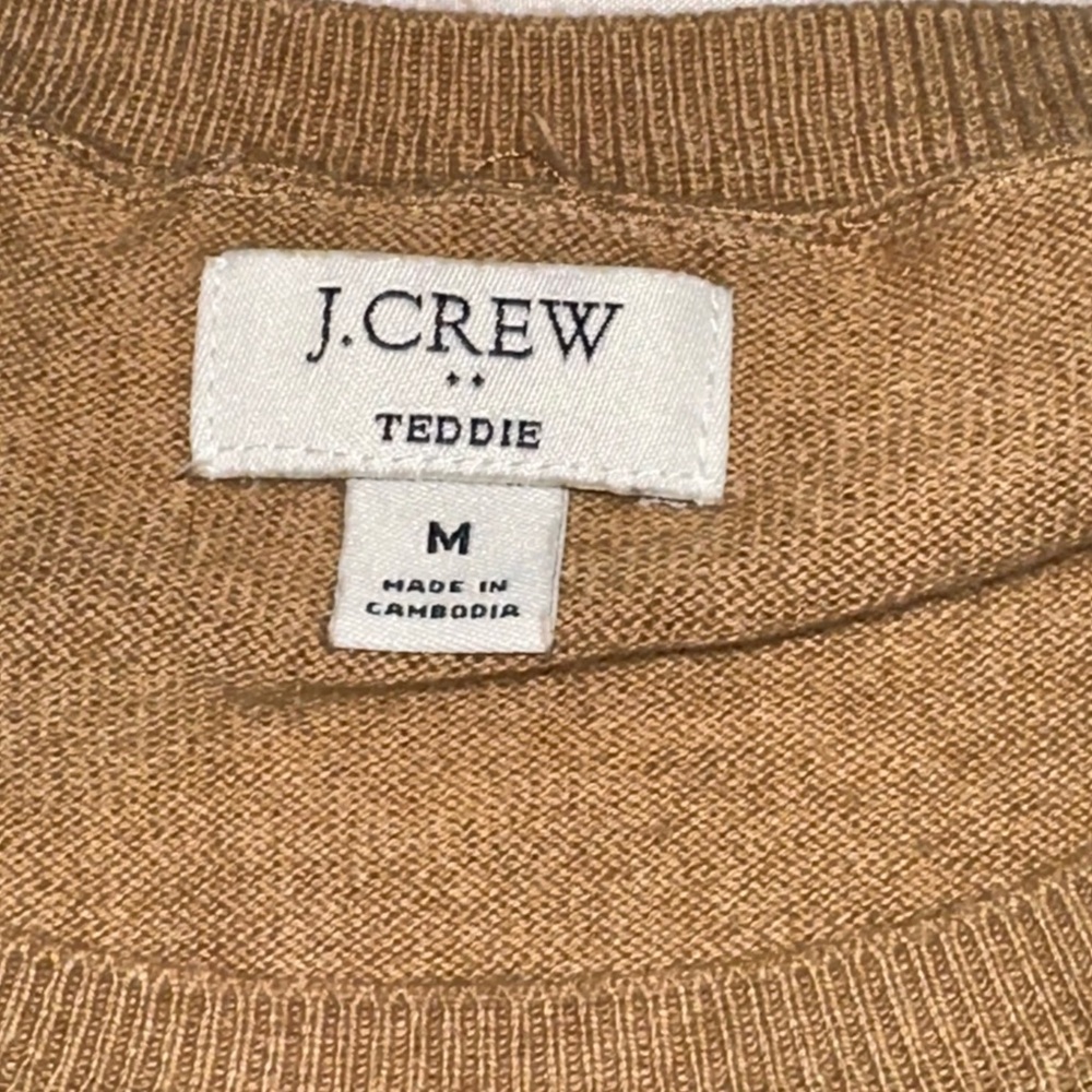 J. Crew Women's Light brown /Tan Long Sleeve w/ Pink Heart- medium- Cotton - Picture 2 of 14